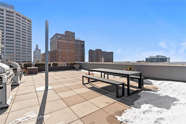 view of patio with a city view