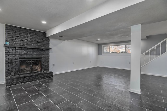 unfurnished living room featuring a fireplace