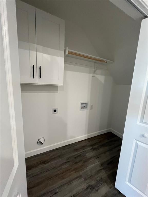 laundry room with dark hardwood / wood-style floors, hookup for a washing machine, and hookup for an electric dryer