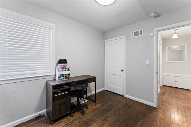 office area featuring dark hardwood / wood-style flooring