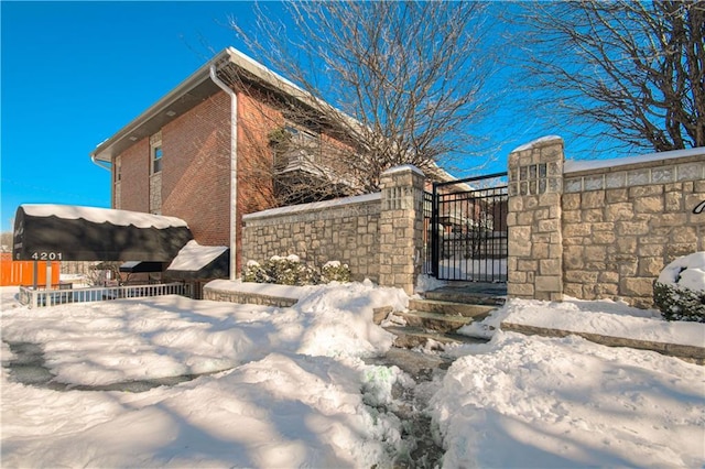 view of snow covered exterior