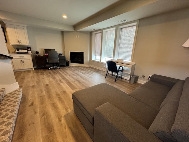 living room featuring light hardwood / wood-style floors