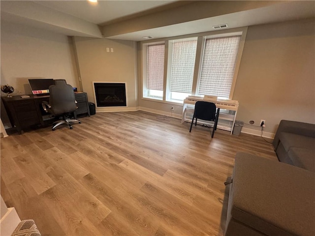 office featuring light hardwood / wood-style flooring