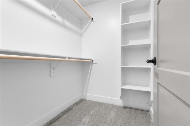 spacious closet featuring light carpet