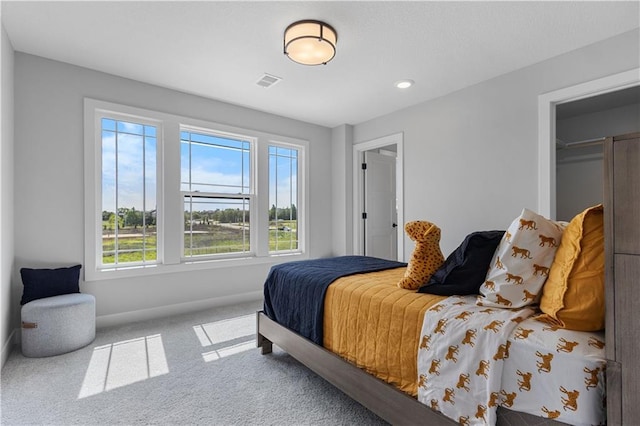 17186 S Heatherwood St, Olathe, KS 66062 - bedroom featuring multiple windows, carpet, baseboards, recessed lighting, and a spacious closet