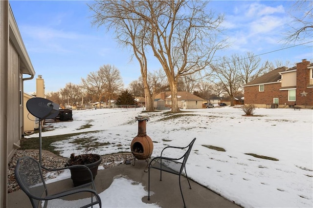 view of yard covered in snow