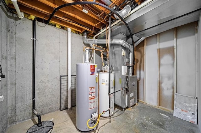 utility room with water heater