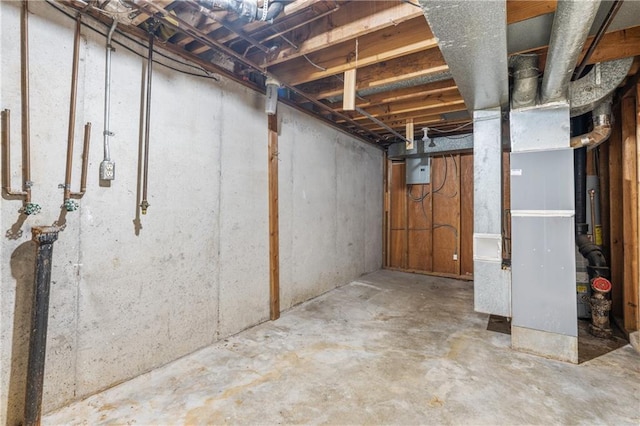 basement with electric panel