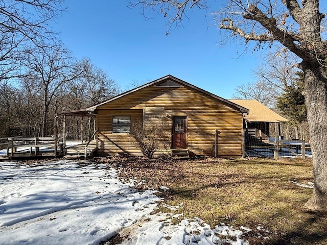 view of snowy exterior