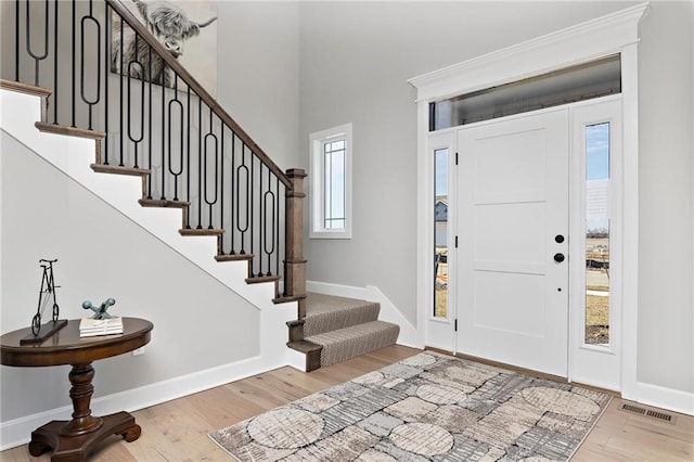 entrance foyer featuring light wood-type flooring