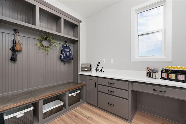 mudroom featuring light hardwood / wood-style floors