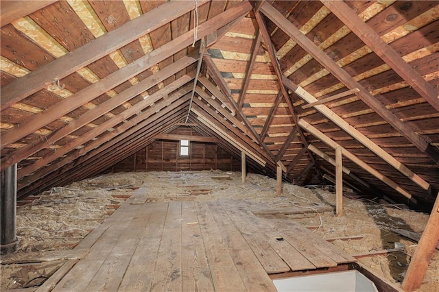 view of unfinished attic