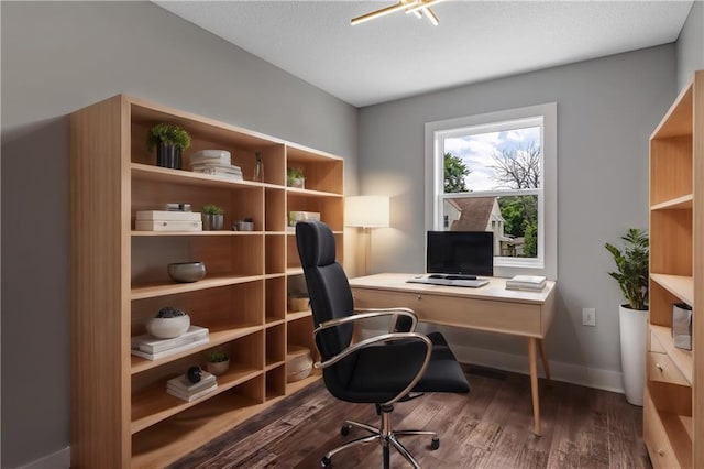 office featuring dark hardwood / wood-style flooring