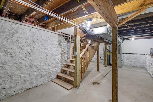 basement with heating unit