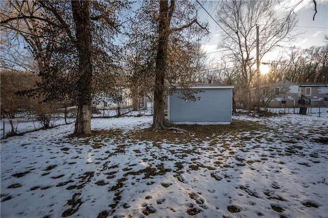 view of yard covered in snow