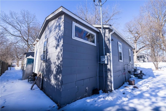 view of snow covered exterior