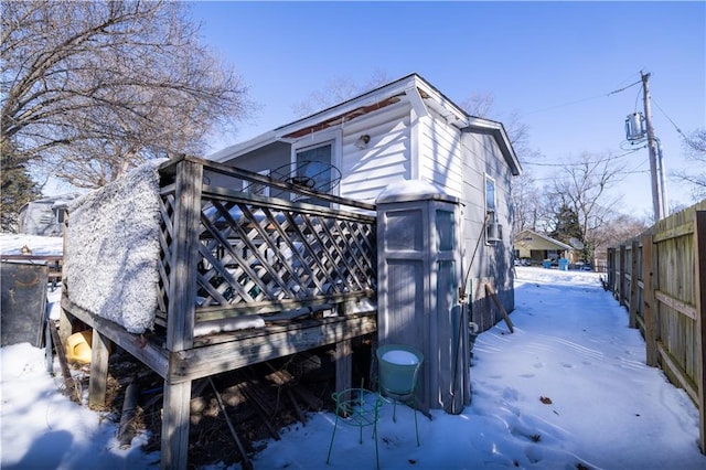 view of snow covered property