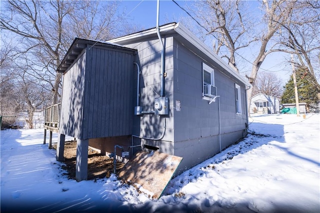 view of snow covered exterior