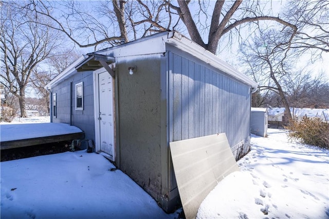 view of snow covered exterior