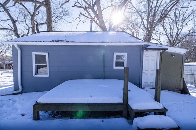 view of snow covered structure