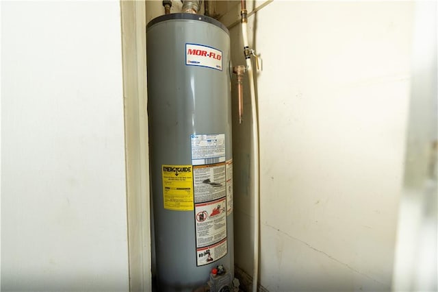 utility room with gas water heater