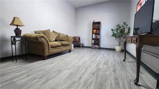 living area with light wood-type flooring