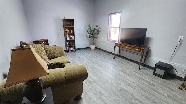 living room with light hardwood / wood-style flooring