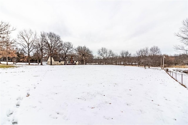 view of yard layered in snow