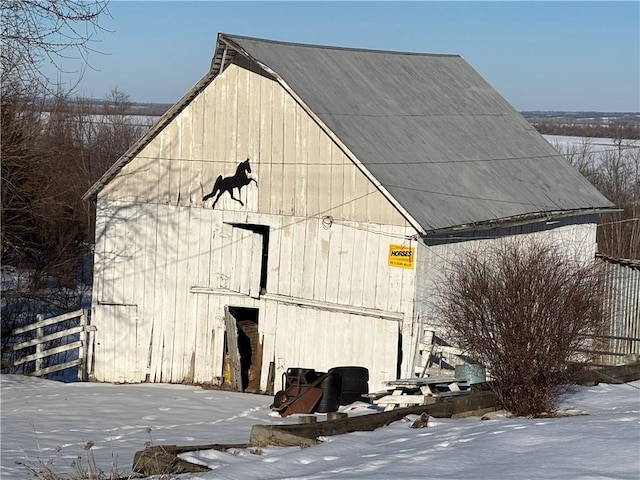 view of snow covered structure