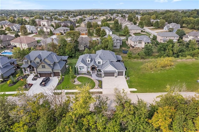 bird's eye view with a residential view