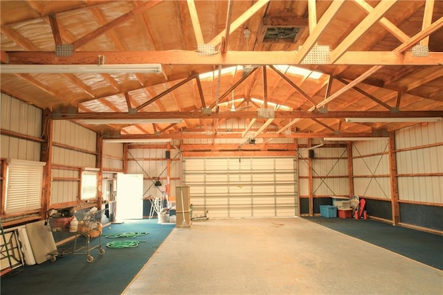 garage with metal wall