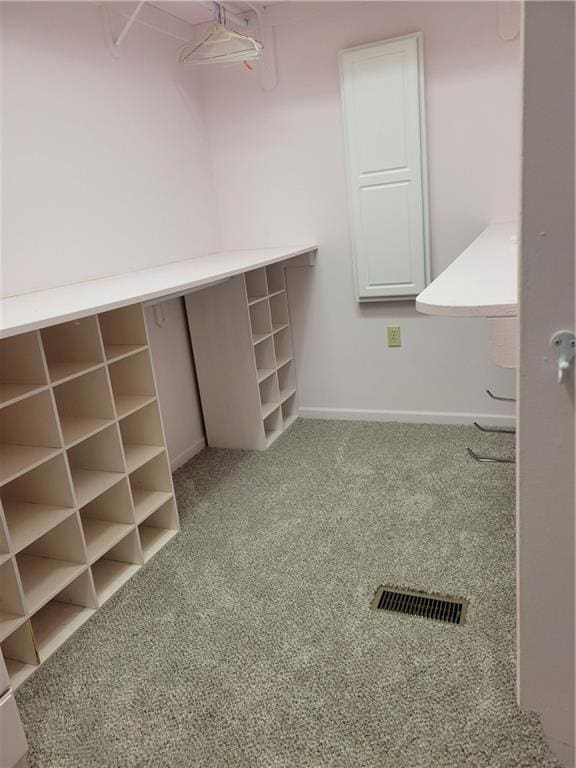 spacious closet with visible vents and carpet floors