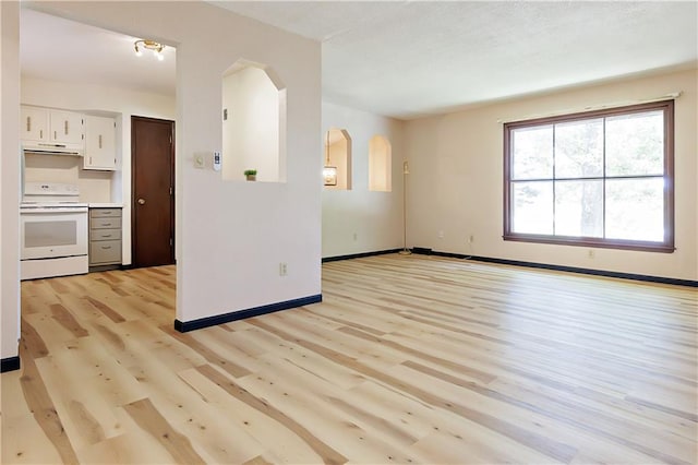 unfurnished living room with light wood-type flooring