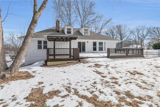 view of snow covered property