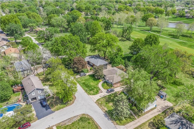 10609 NW Meadow Lane Dr, Parkville, MO 64152 - birds eye view of property with a water view, golf course view, and a residential view