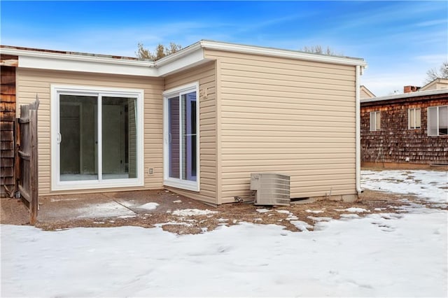 view of snow covered property