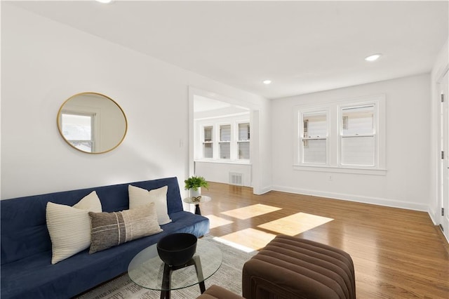 living room featuring light hardwood / wood-style flooring