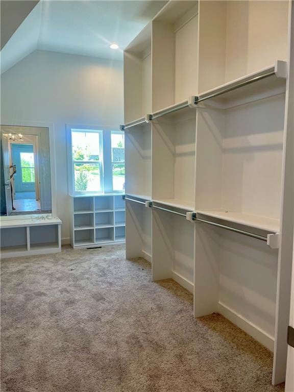 18300 Monrovia St, Overland Park, KS 66013 - walk in closet with light colored carpet and vaulted ceiling