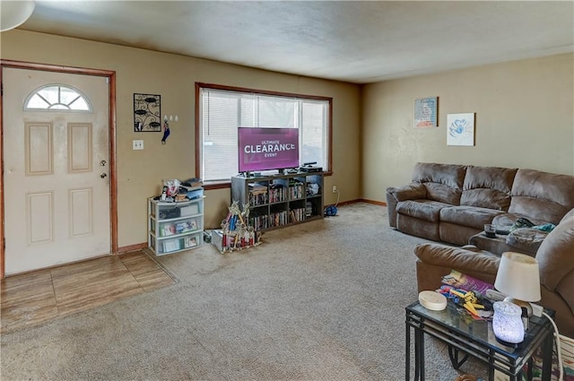 carpeted living room with plenty of natural light