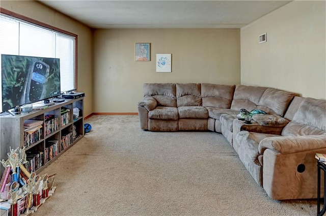 living room featuring carpet