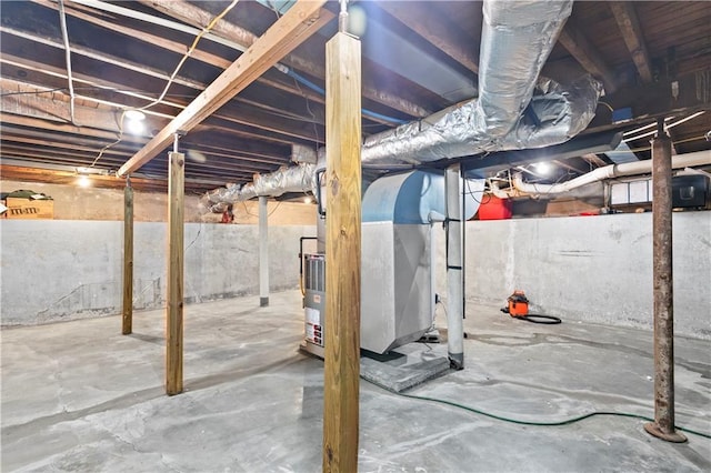 basement with heating unit