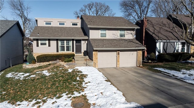 view of front of property with a garage