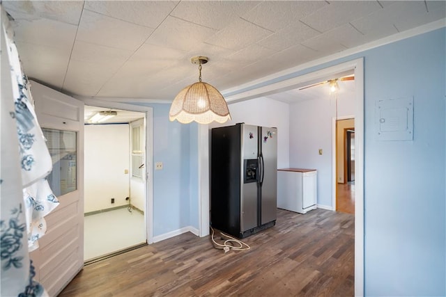 unfurnished dining area featuring dark hardwood / wood-style floors