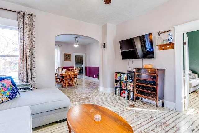 living room with light wood-type flooring