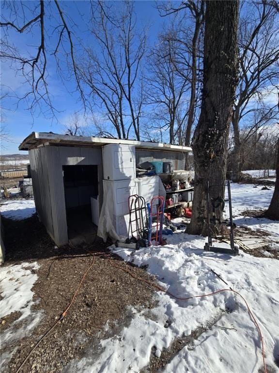 view of snow covered structure