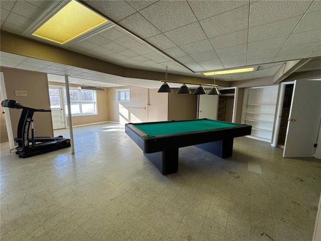 recreation room featuring pool table