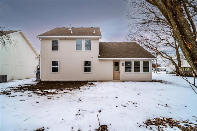 view of snow covered property