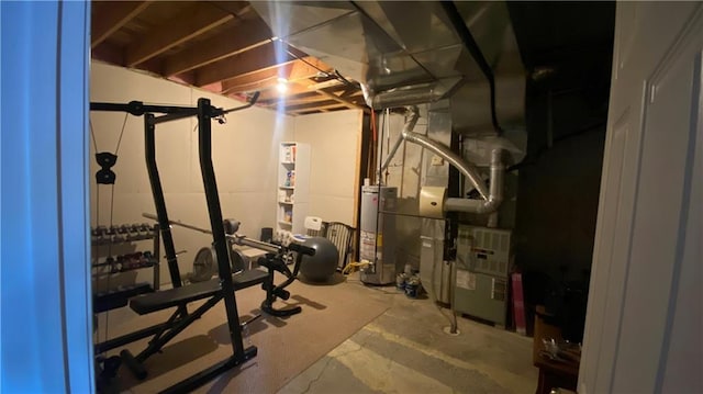 workout area with gas water heater