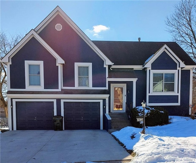 view of front of home with a garage