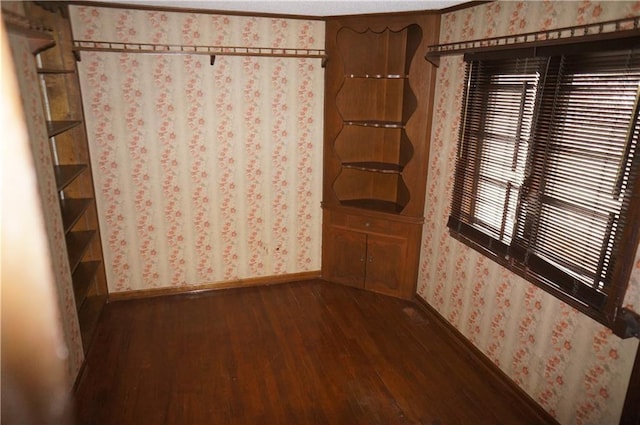 interior space with dark wood-type flooring